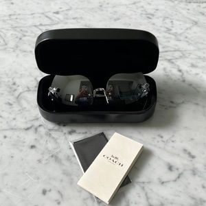 Coach Womens Full Fit Signature Crystal Metal Rimless Butterfly Sunglasses NWOT